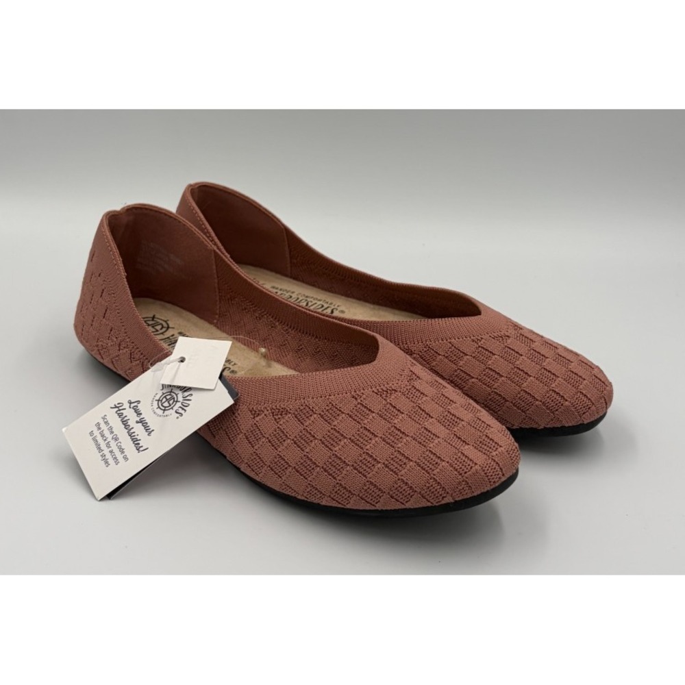 Harborsides Womens 8W Pink Knit Ballet Flats Memory Foam Slip On H624962